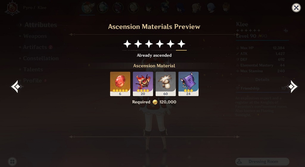 Klee Ascension Materials