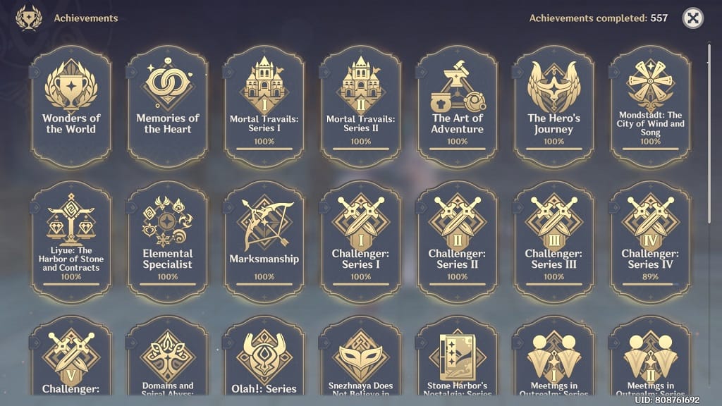 Challenge Achievements Genshin