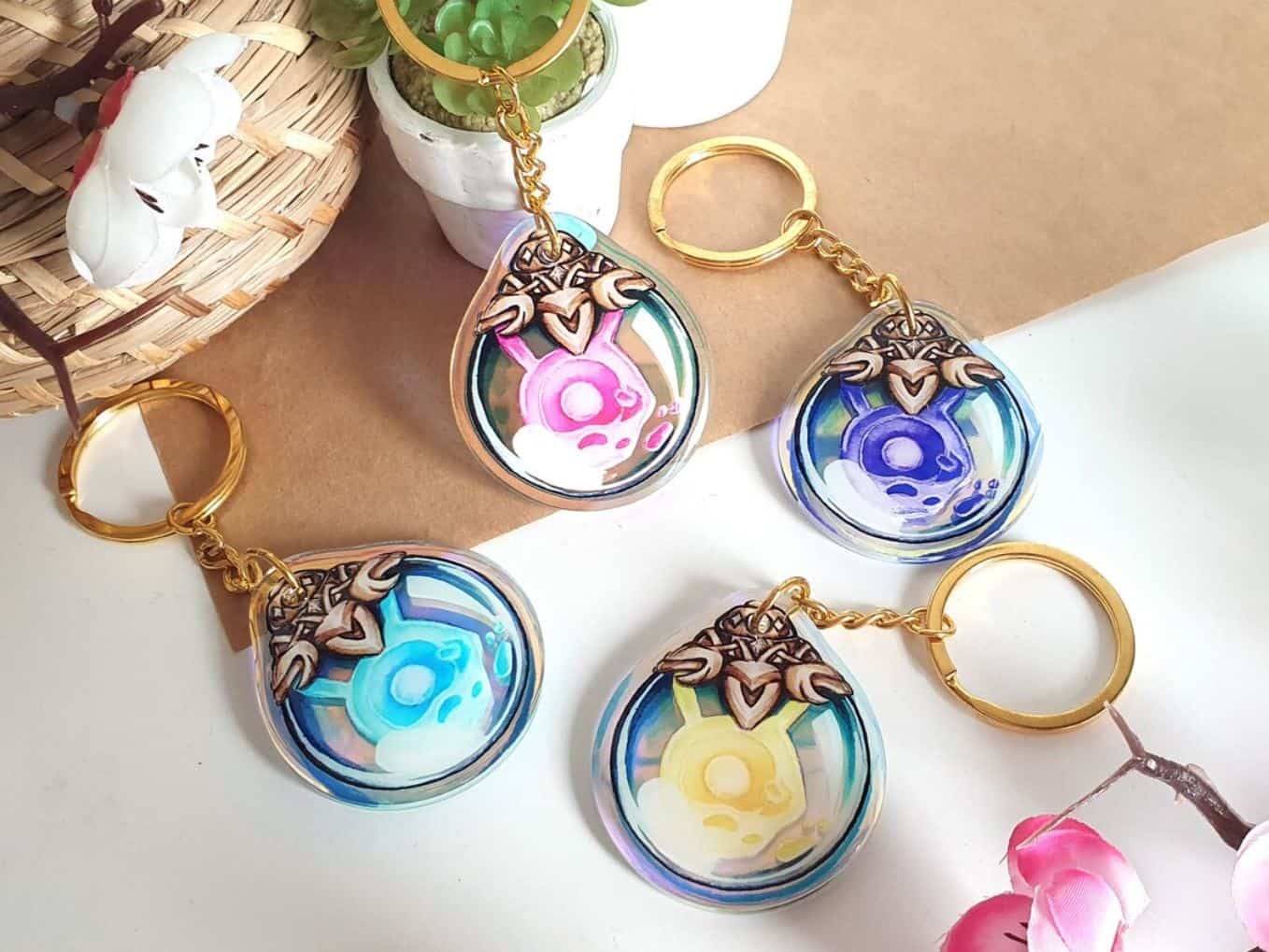 Genshin Impact Holographic Seelie Charm Keychain