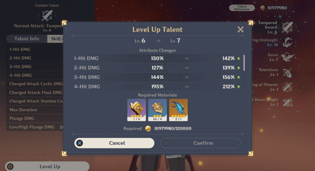 ascension & talent level up