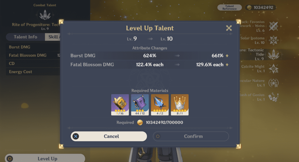 ascension & talent level up