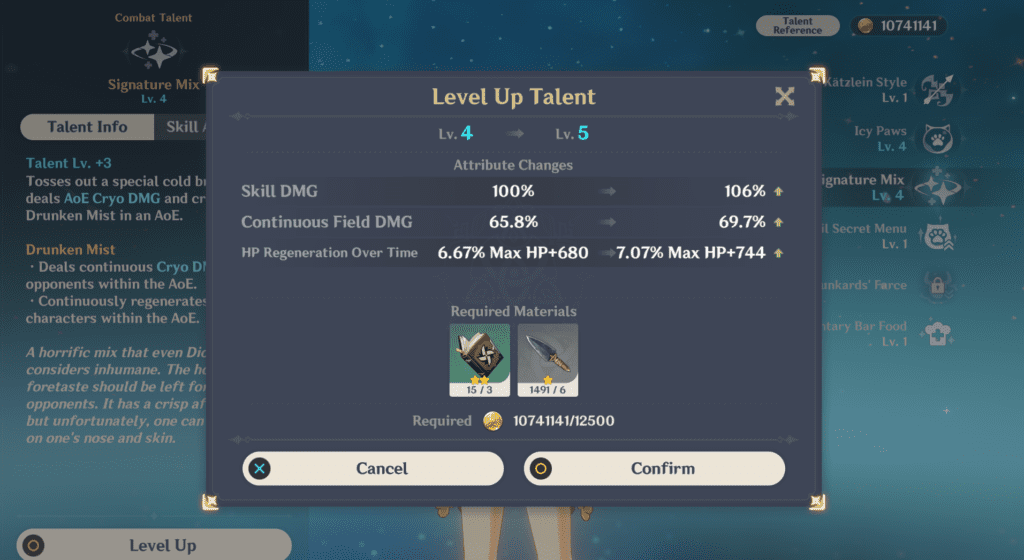 ascension & talent level up materials