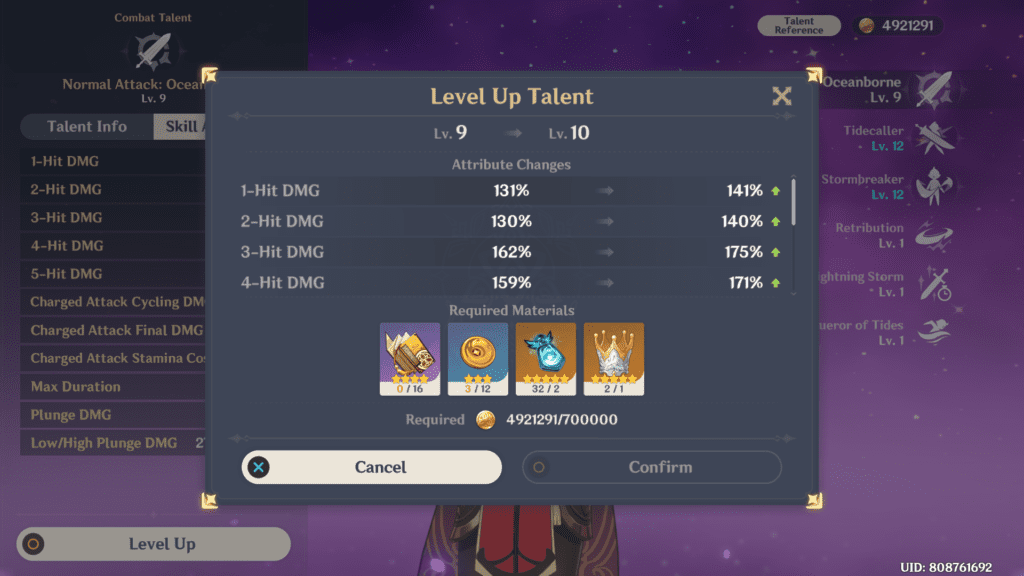 beidou's talent levels