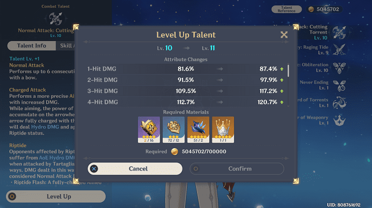 childe genshin impact talent level-up