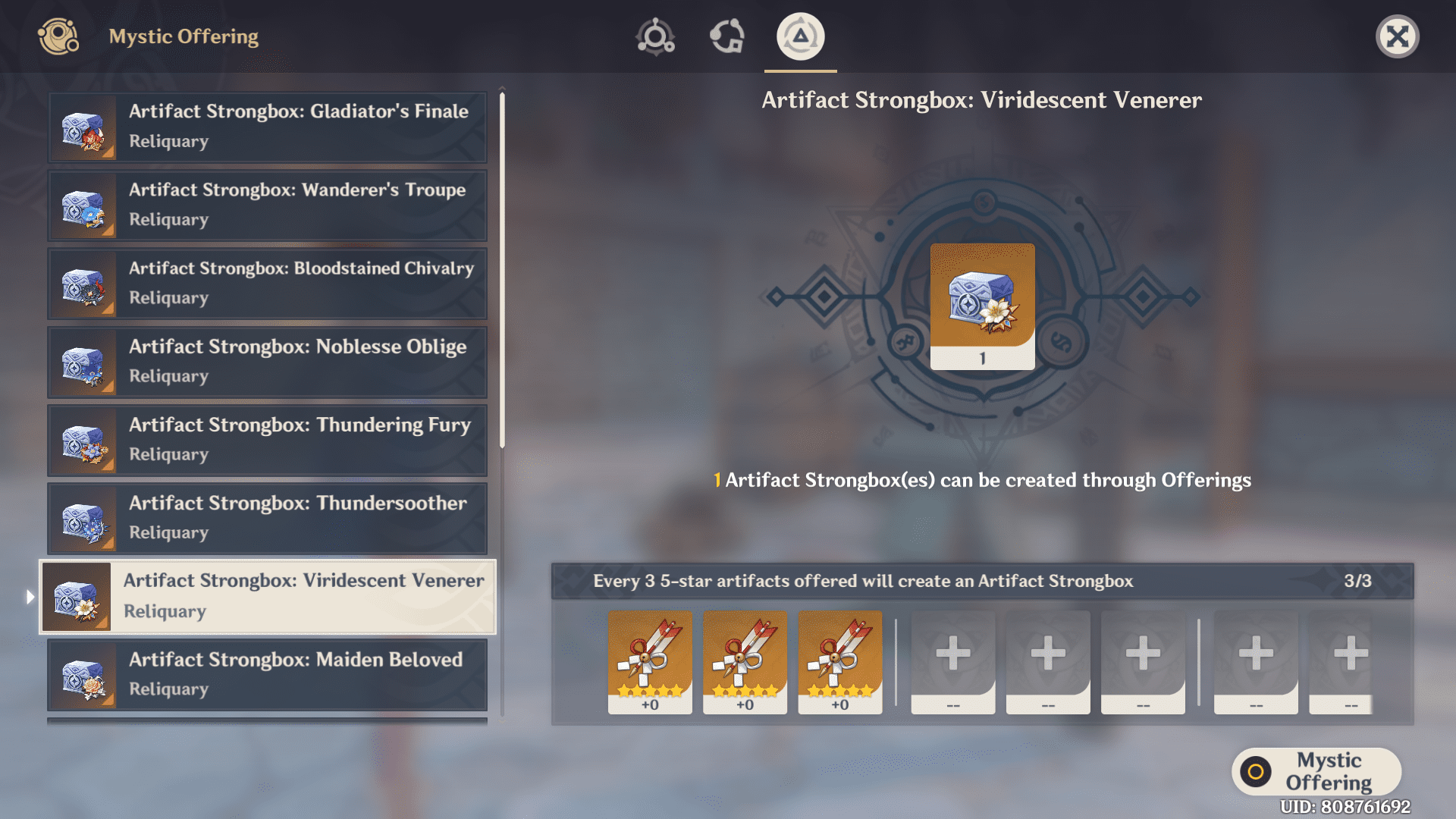 Genshin Impact Pilih Artefak StrongBox