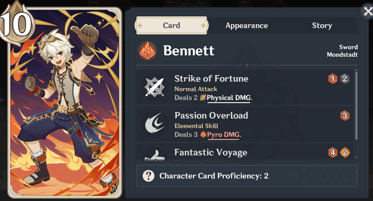 genius invokation tcg character cards bennett