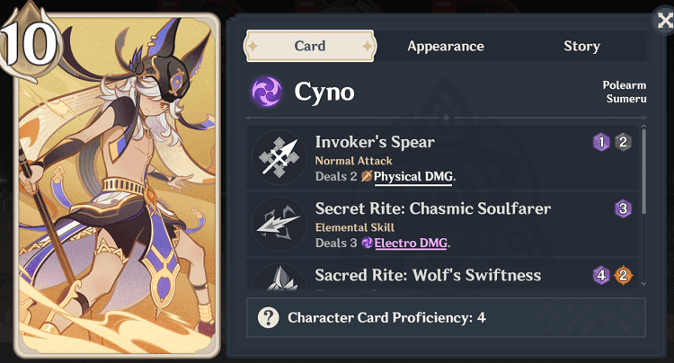 genius invokation tcg character cards cyno