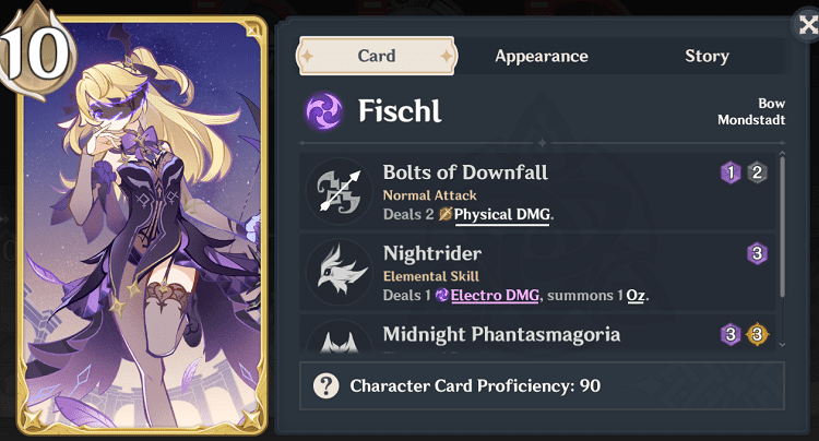 genius invokation tcg character cards fischl