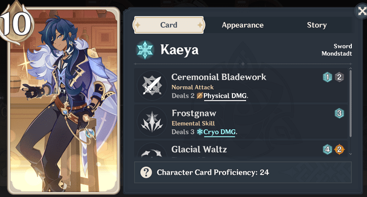 genius invokation tcg character cards kaeya