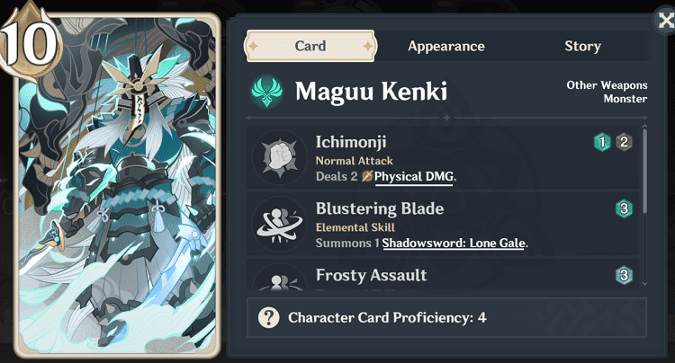 genius invokation tcg character cards maguu kenki