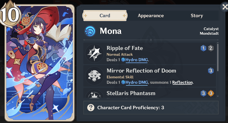 genius invokation tcg character cards mona