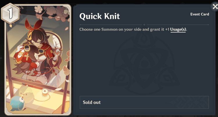 genius invokation tcg character cards - quick knit