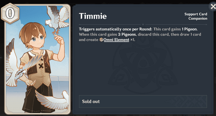 genius invokation tcg character cards - timmie